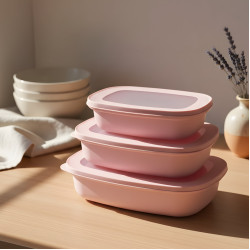 Plastic Tupperware Set - 3 Pcs